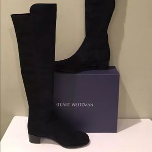 Stuart Weizmann navy suede over the knee boot